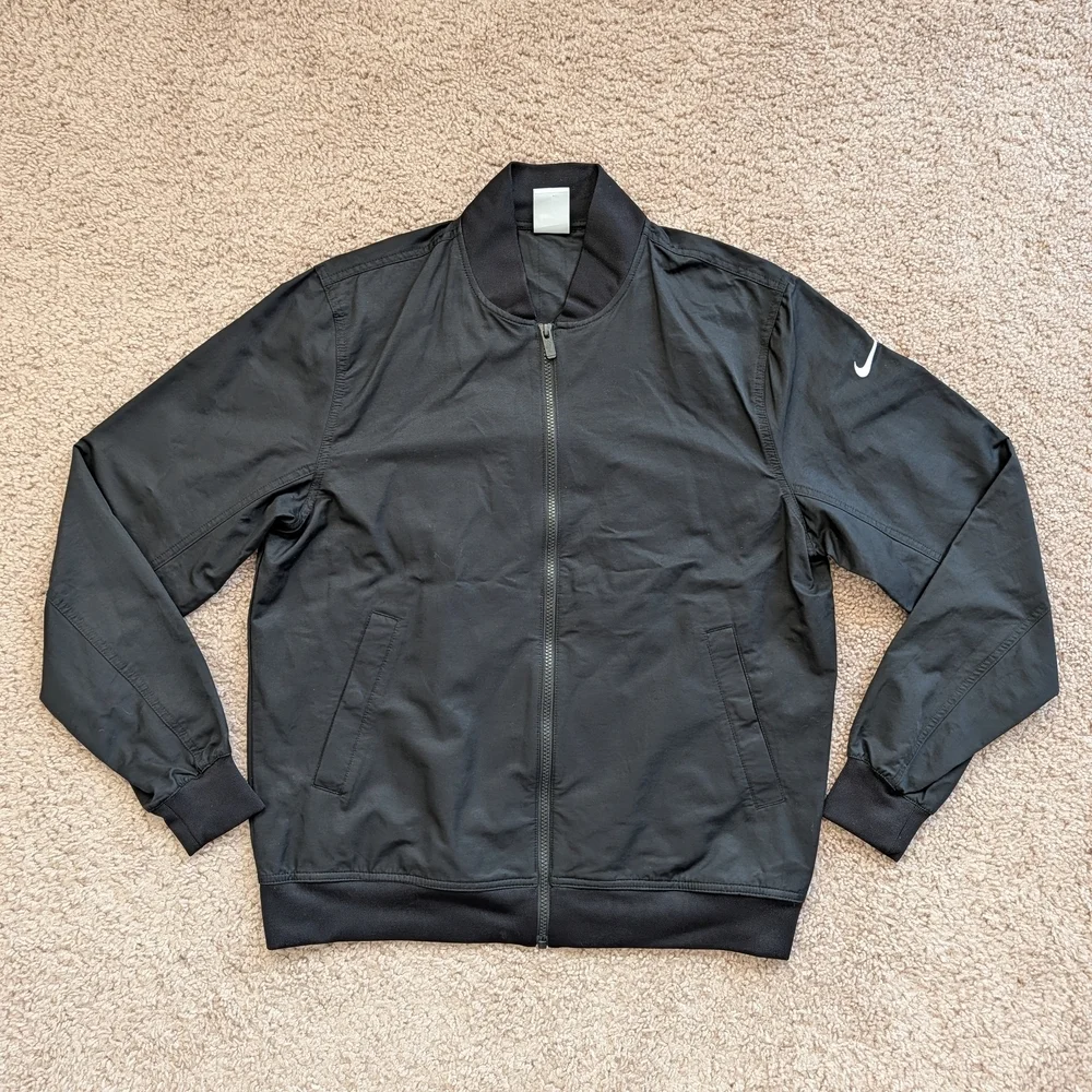 Nike Black Full Zip Up Bomber Jacket Size Medium